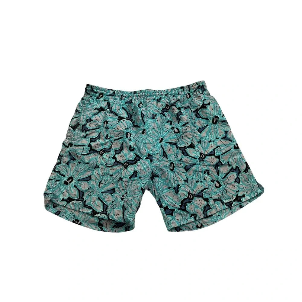 Gitano Swim Trunks‎ Mens Large Teal Blue Excellent Vintage Abstract Mesh Lined